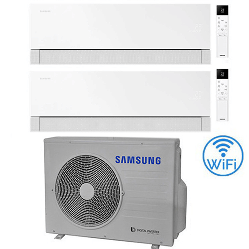Climatizzatore Condizionatore Samsung Windfree Première Essential White Wifi Dual Split R32 Inverter 9000 + 12000 Btu Con U.e. Aj052txj3kg/eu Classe A+++/a++ Novitá 2026