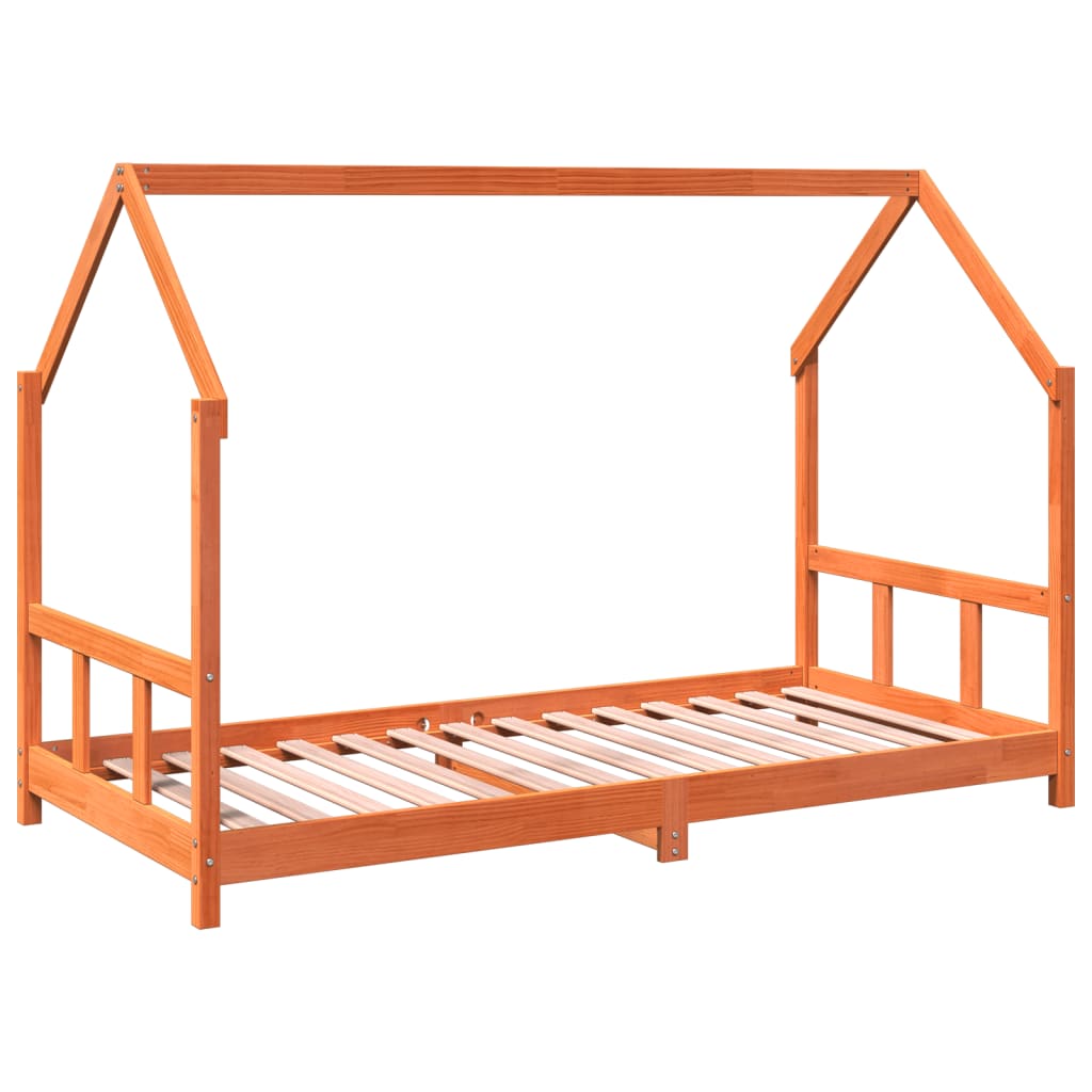 Cadre de lit d enfants cire marron 90x190 cm bois de pin massif