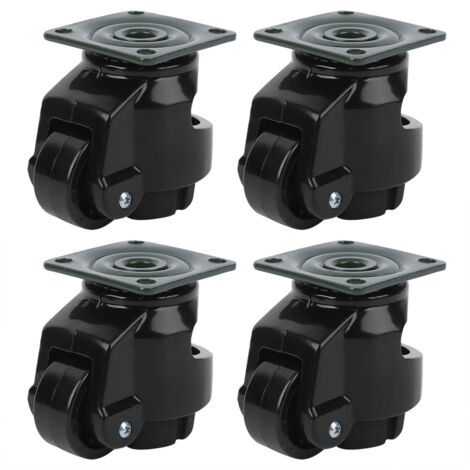 Roulette de nivellement nylon noir, 40 mm, charge totale 100 kg, lot de 4