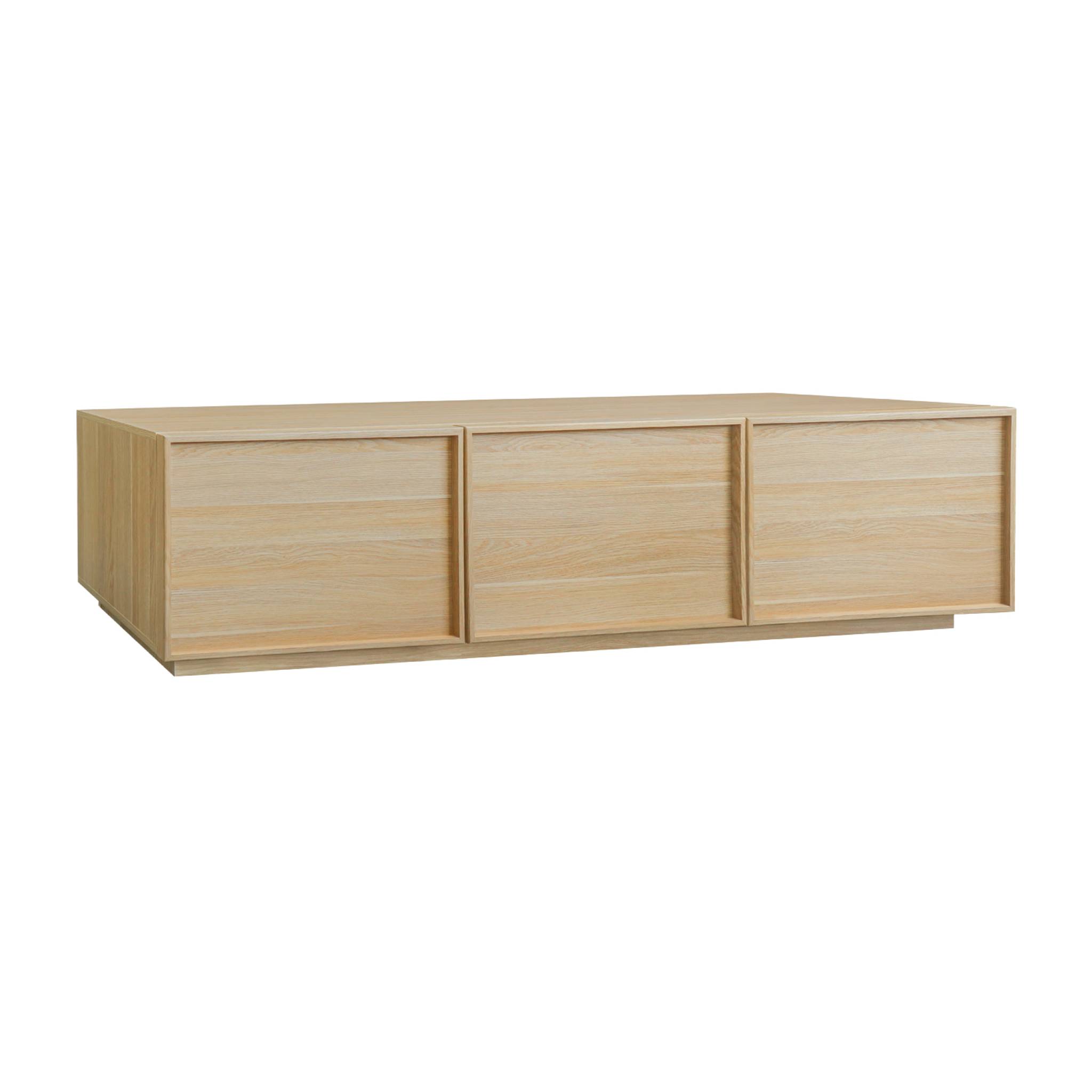 Sweeek Wood Decor Tv Stand With 3 Natural Doors, 180 Cm, L 180 X D 43 X H 45 Cm - Kuba