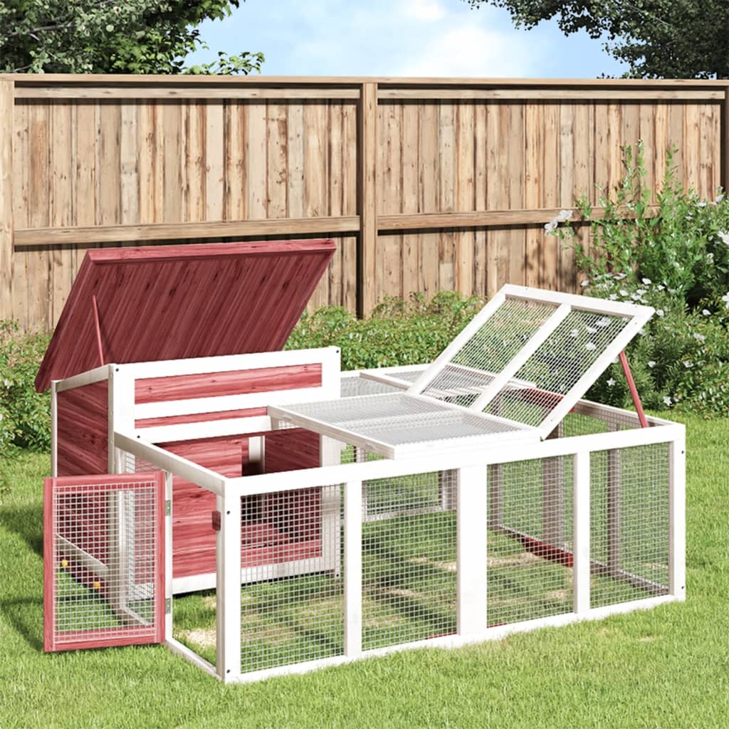 Vidaxl Weiß Kaninchenstall Mokka 144X123x67,5 Cm Massivholz Kiefer