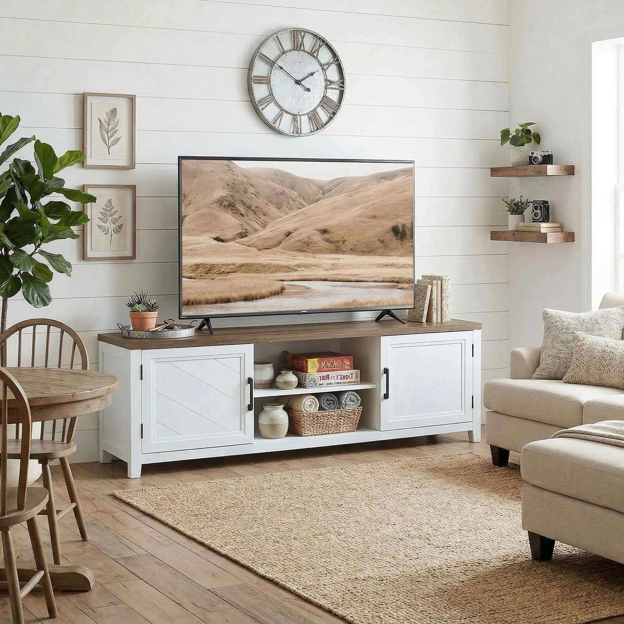 Meuble Tv 140 Cm. Meuble Télé Pour Téléviseur Jusqu'à 65 Pouces Avec 2