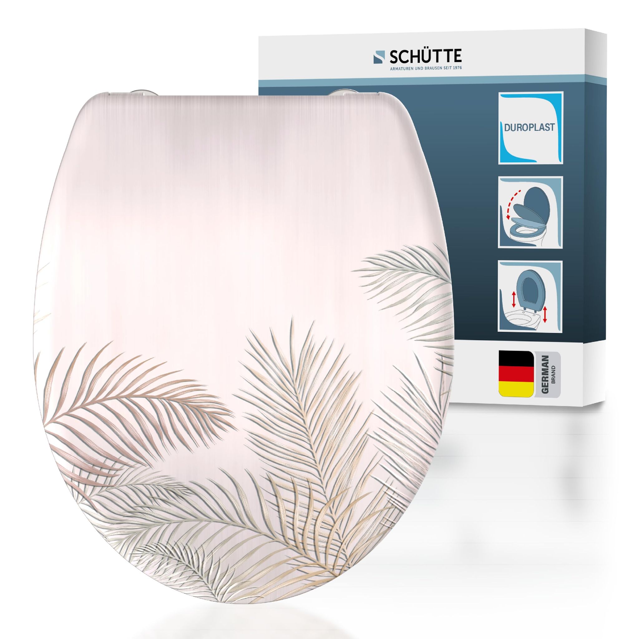 Schütte WC-Sitz "PALM LEAVES" Toilettendeckel, Absenkautomatik, Schnellverschluss, O-Form, bis 175kg