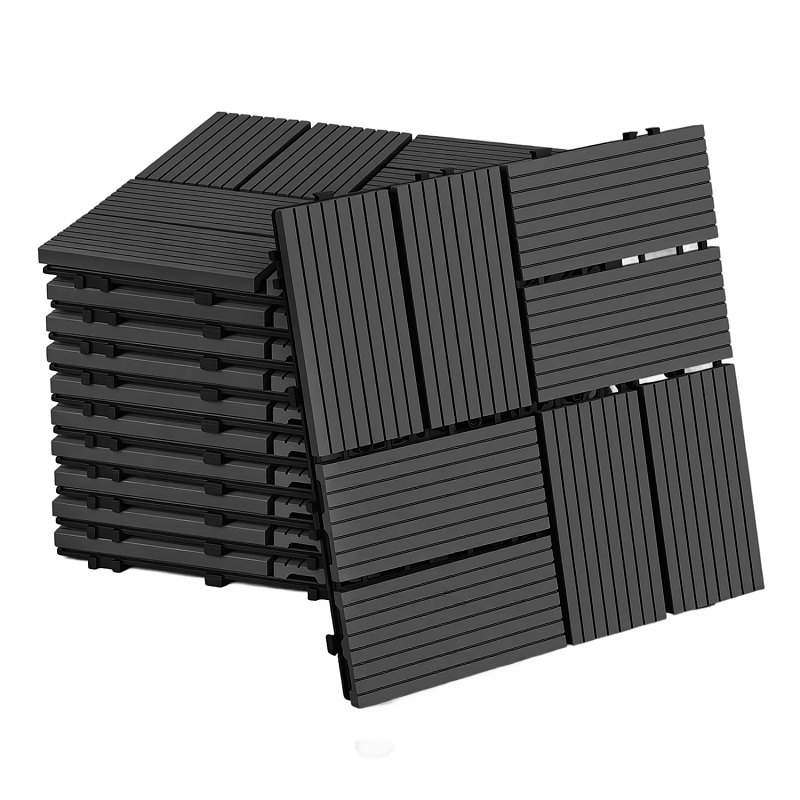 Tolletour Piastrelle Wpc A Incastro 30x30 Cm Per Terrazza E Balcone, Antiscivolo E Resistenti Ai Raggi Uv 55 Pezzi Antracite