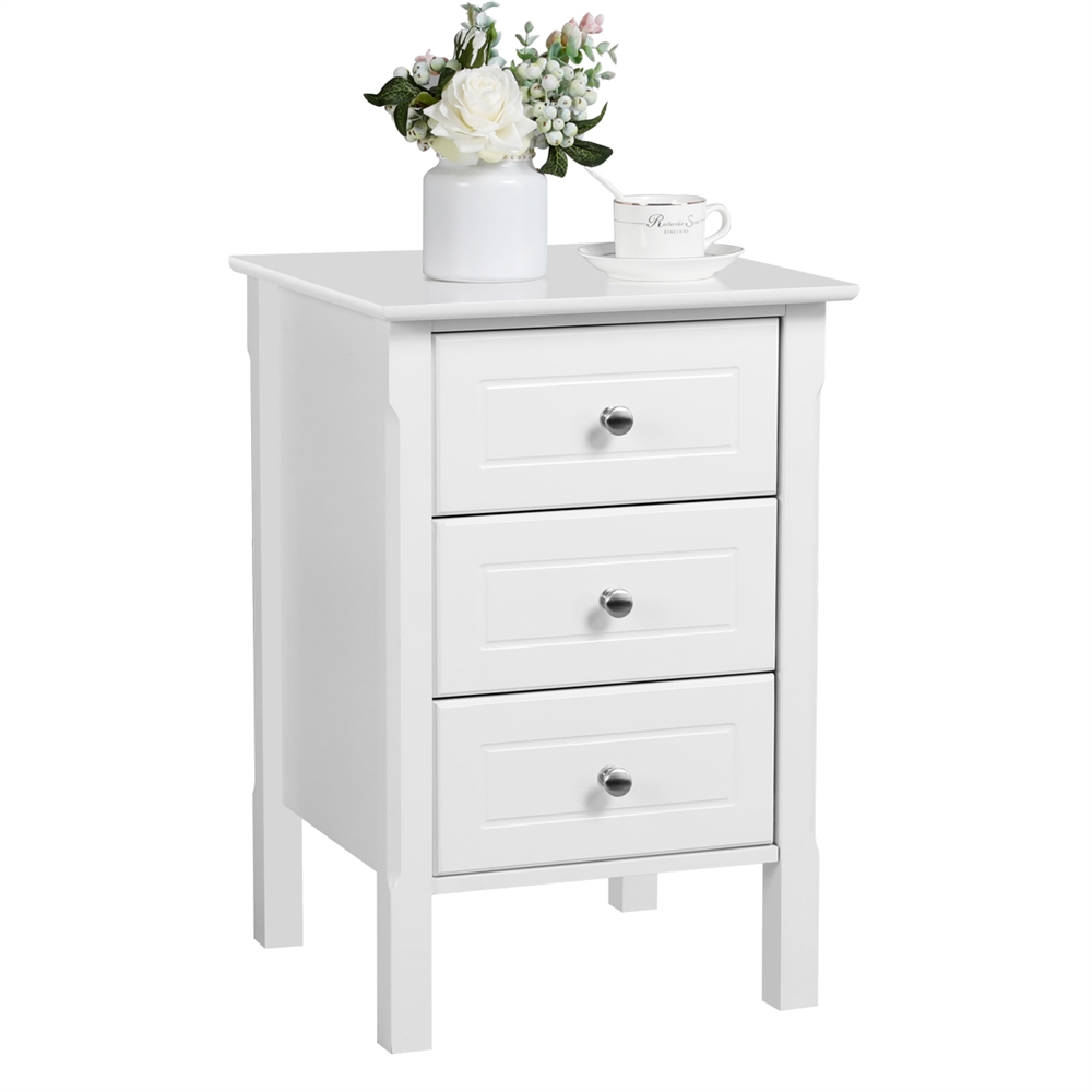 Yaheetech Table De Chevet Bois Avec 3 Tiroirs Bout De Canapé 40 X 40 X