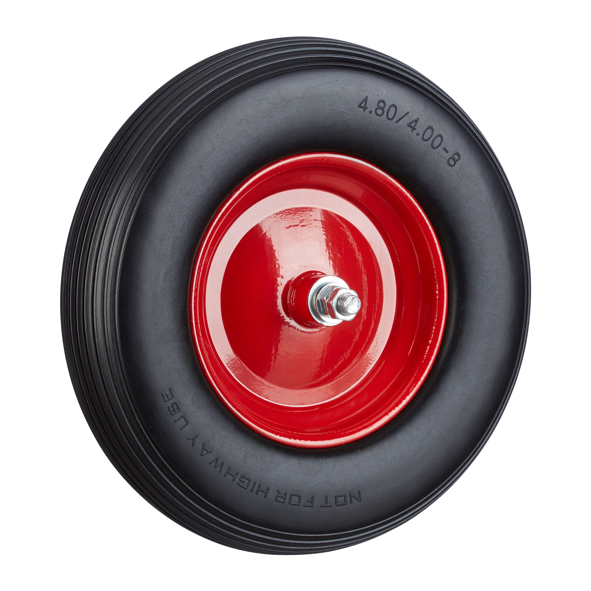Relaxdays Schwarz - Schubkarrenrad Vollgummi Mit Achse, 4.80 4.00-8 Gummirad, Pannensicher, 100Kg Tragkraft Ersatzrad, -Rot