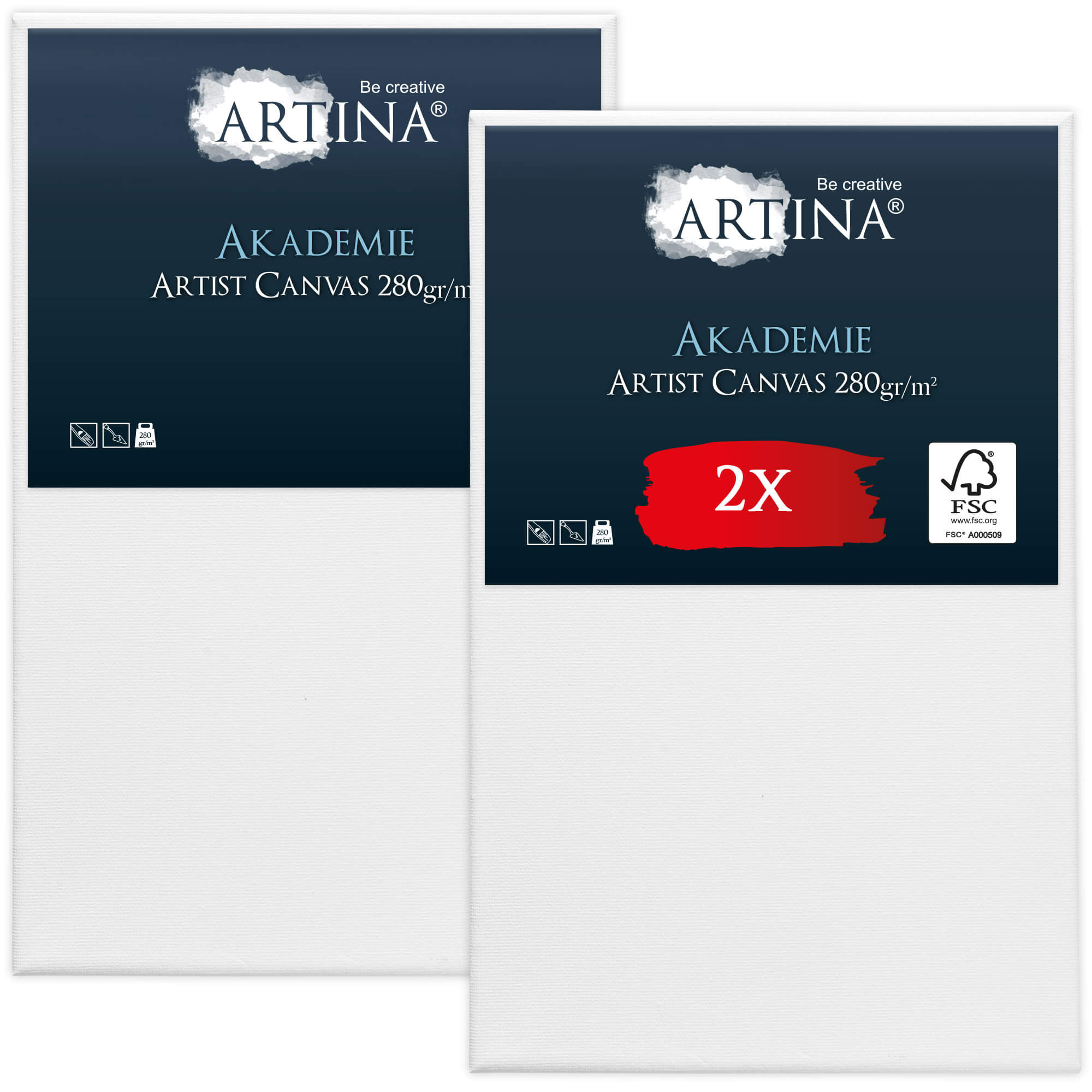 Artina Keilrahmen Leinwand Akademie, 50x80cm, 2er Set