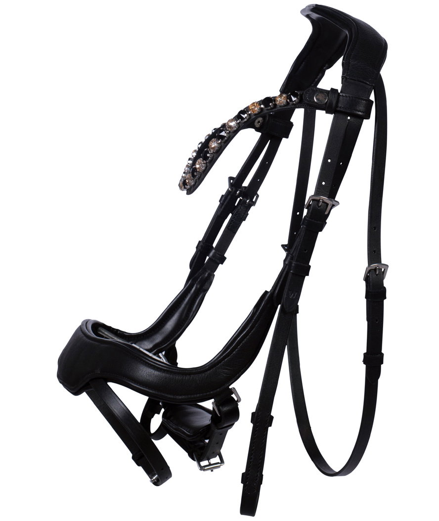 Hkm Sport Equipment Cob, Nero, Briglia Con Capezzina Svedese Per Cavalli Con Strass Sul Frontalino Modello Mila
