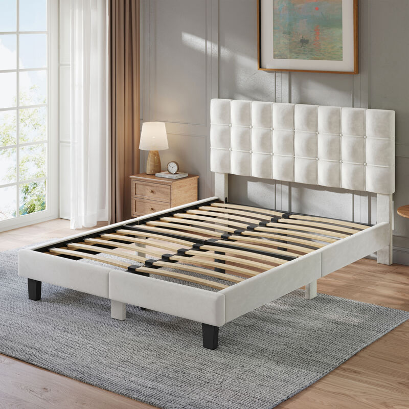 Lit Double 180x200 Cm Havenlyhome - Structure De Lit Avec Sommier À