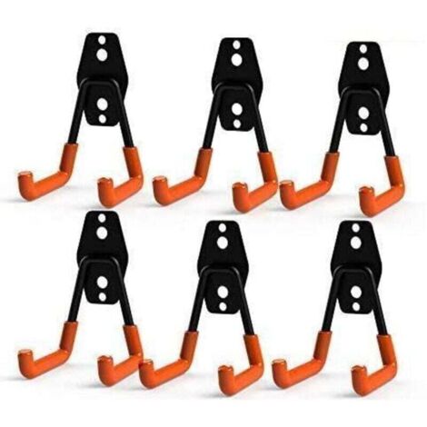 Crochets de rangement doubles en acier robuste avec revêtement PVC antidérapant, charge 45 lb, lot de 6