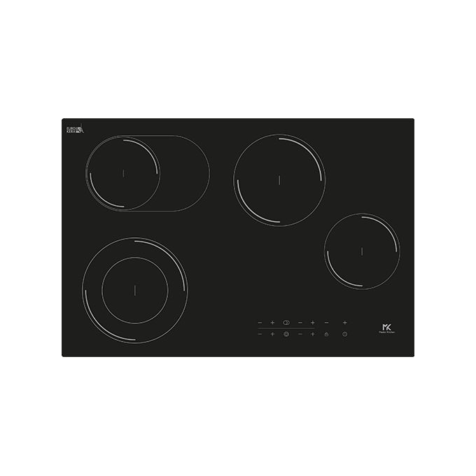 Master Kitchen Mkhc 7742 D-o Bk Piano Cottura In Vetrotroceramica 77 Cm 4 Zone Touch Slider Booster Timer Blocco Bambini Colore Nero