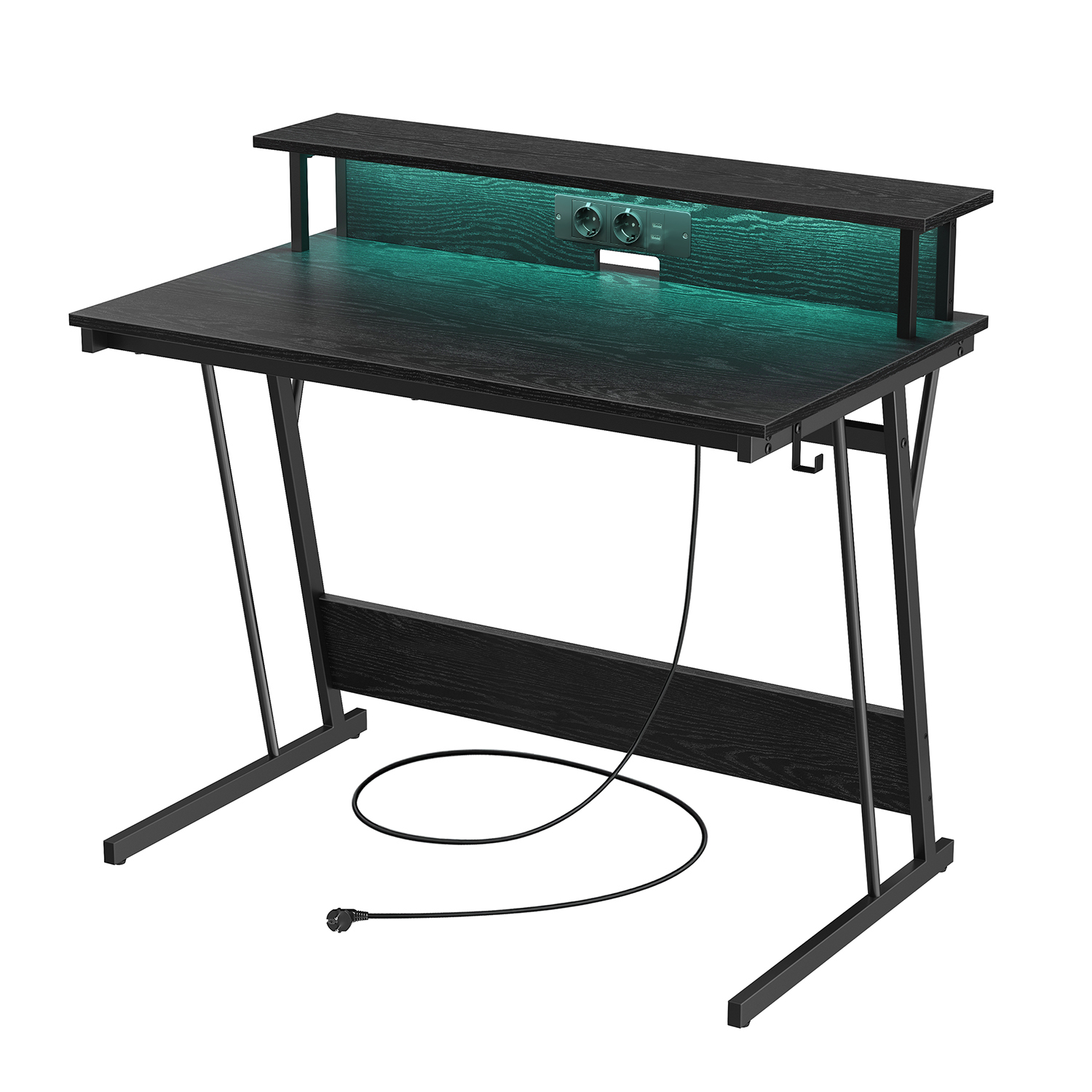 Vasagle – Bureau Gamer Avec Led Et Multiprise – Support Écran