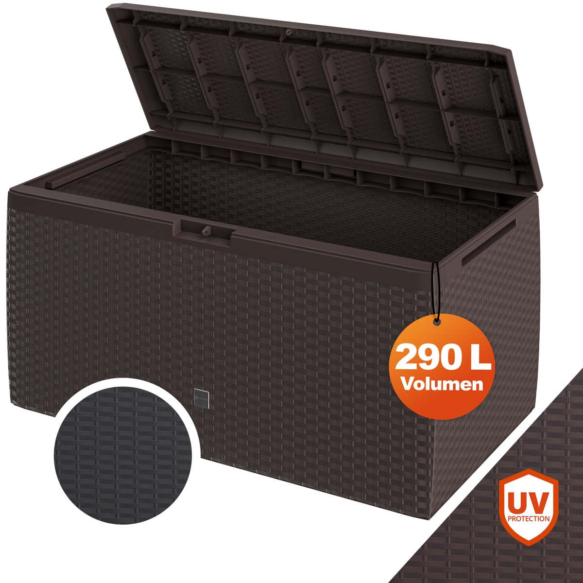 Prosperplast - Casaria® 290l Outdoor Garden Storage Box Weather & Uv Resistant Easy Assembly Secure Lid 6 Rollers Ideal For Cushions & Accessories
