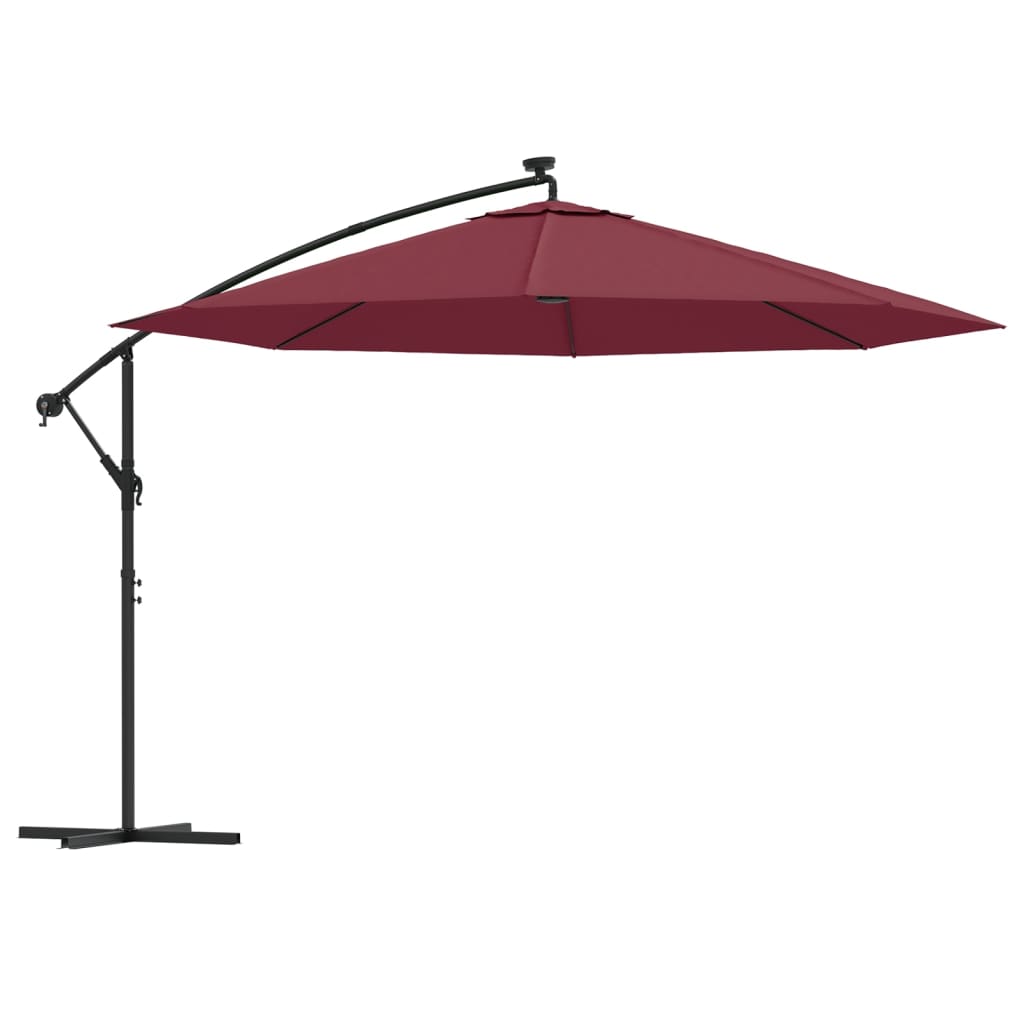 Cantilever Garden Parasol With Led Lights Bordeaux Red 350 Cm Vidaxl
