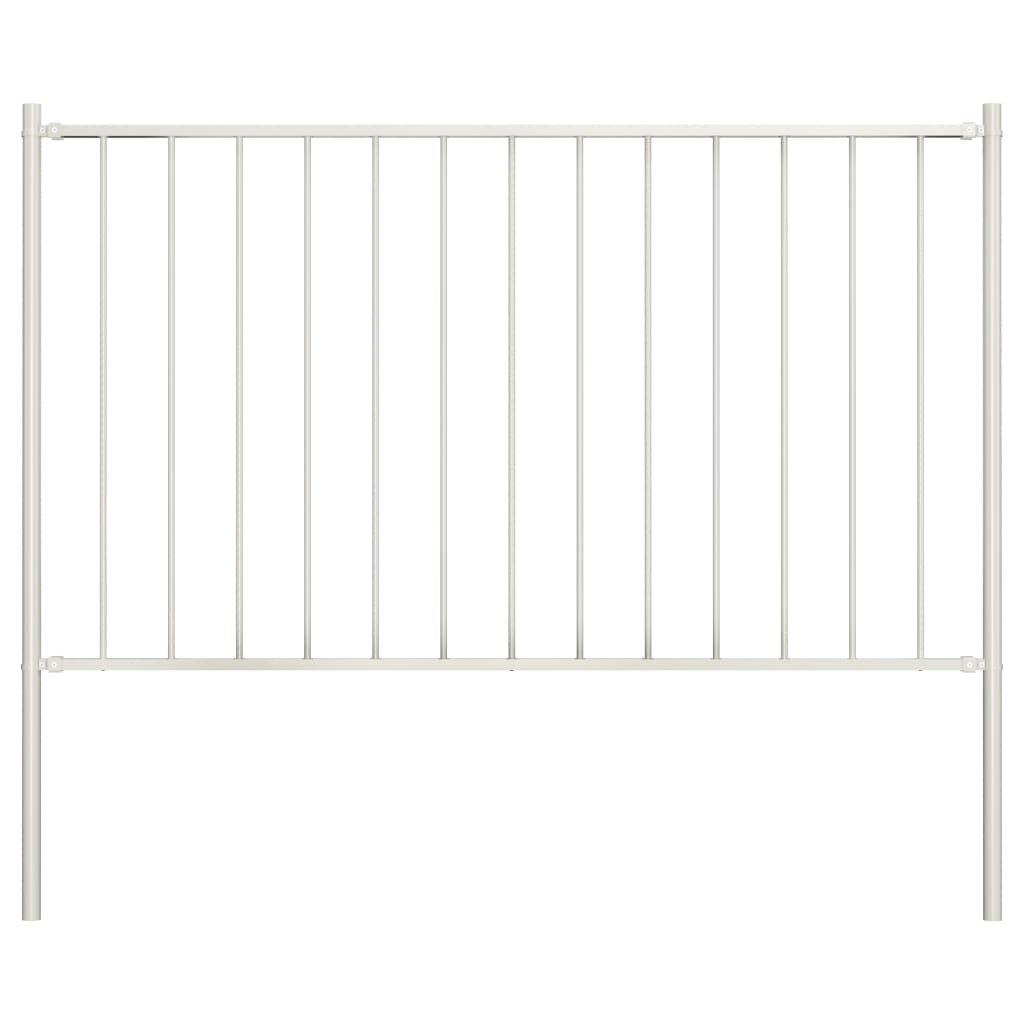 Fence Panel With Posts Powder-coated Steel 1.81x1.25 M White Vidaxl