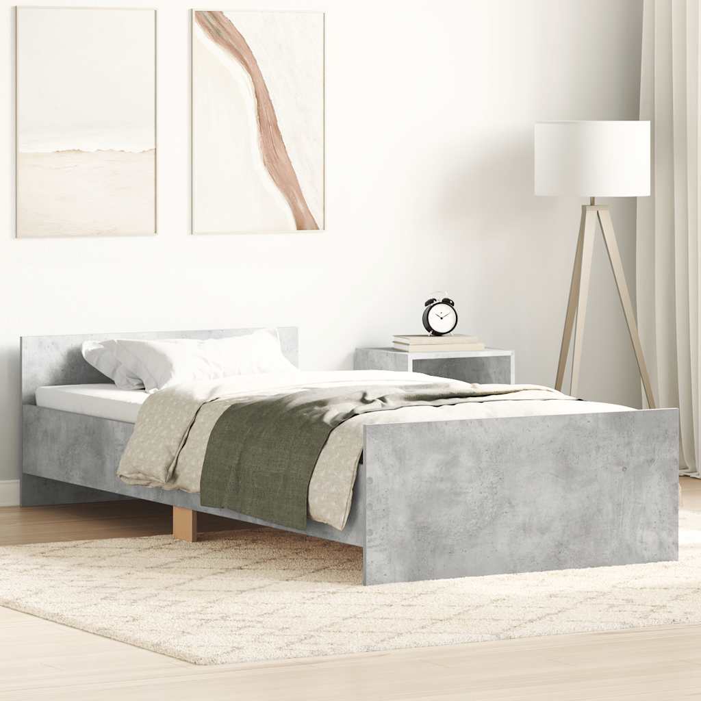 Bed Frame Without Mattress Concrete Grey 75x190 Cm Small Single Vidaxl