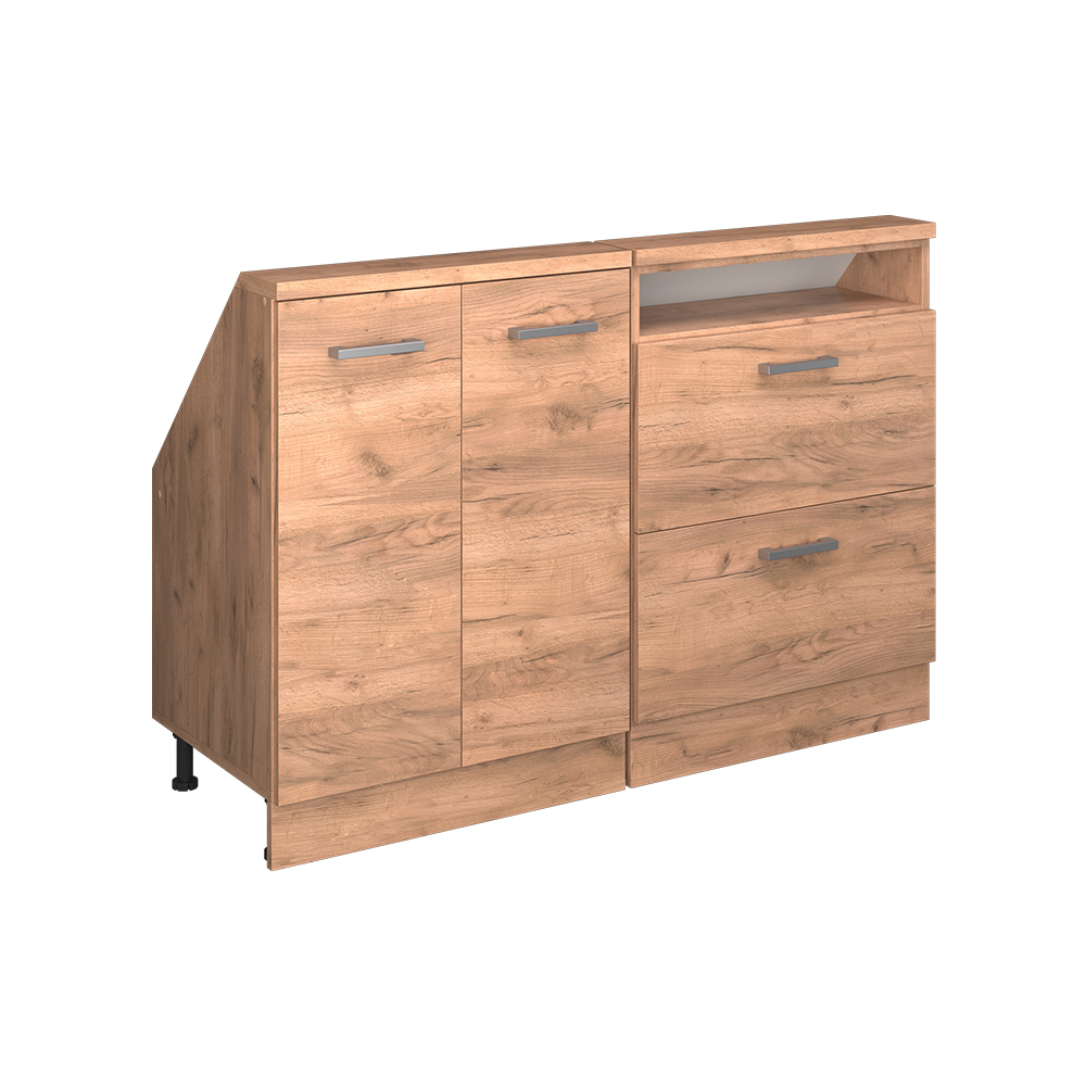 Küchenschrank Für Dachschrägen R-line, Goldkraft Eiche, 120 Cm 2er Set, Vicco
