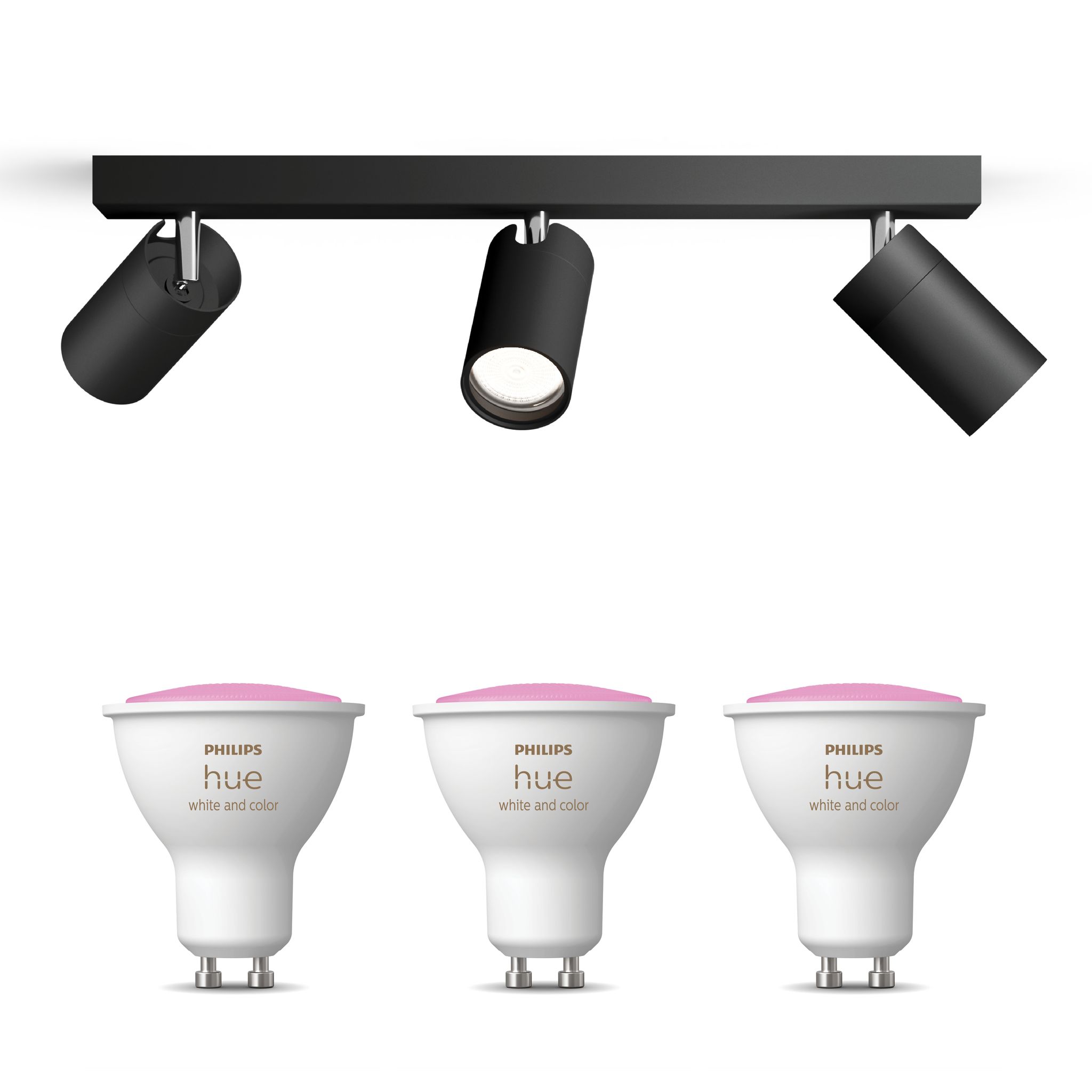 Philips Hue Idris Aufbauspot Für Badezimmer Mit 3 Lichtpunkten Gu10 (schwarz) Weißes Und Farbiges Licht - White And Color Ambiance