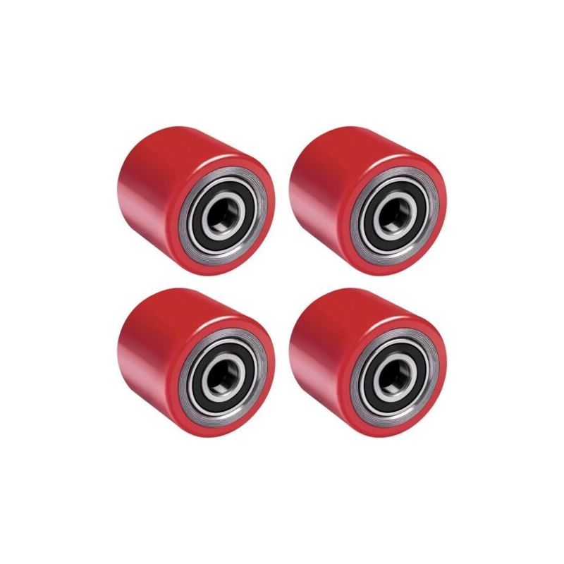 Roue de transpalette en polyuréthane, 80 x 70 mm, axe 20 mm, roulement à billes, charge 600 kg, lot de 4
