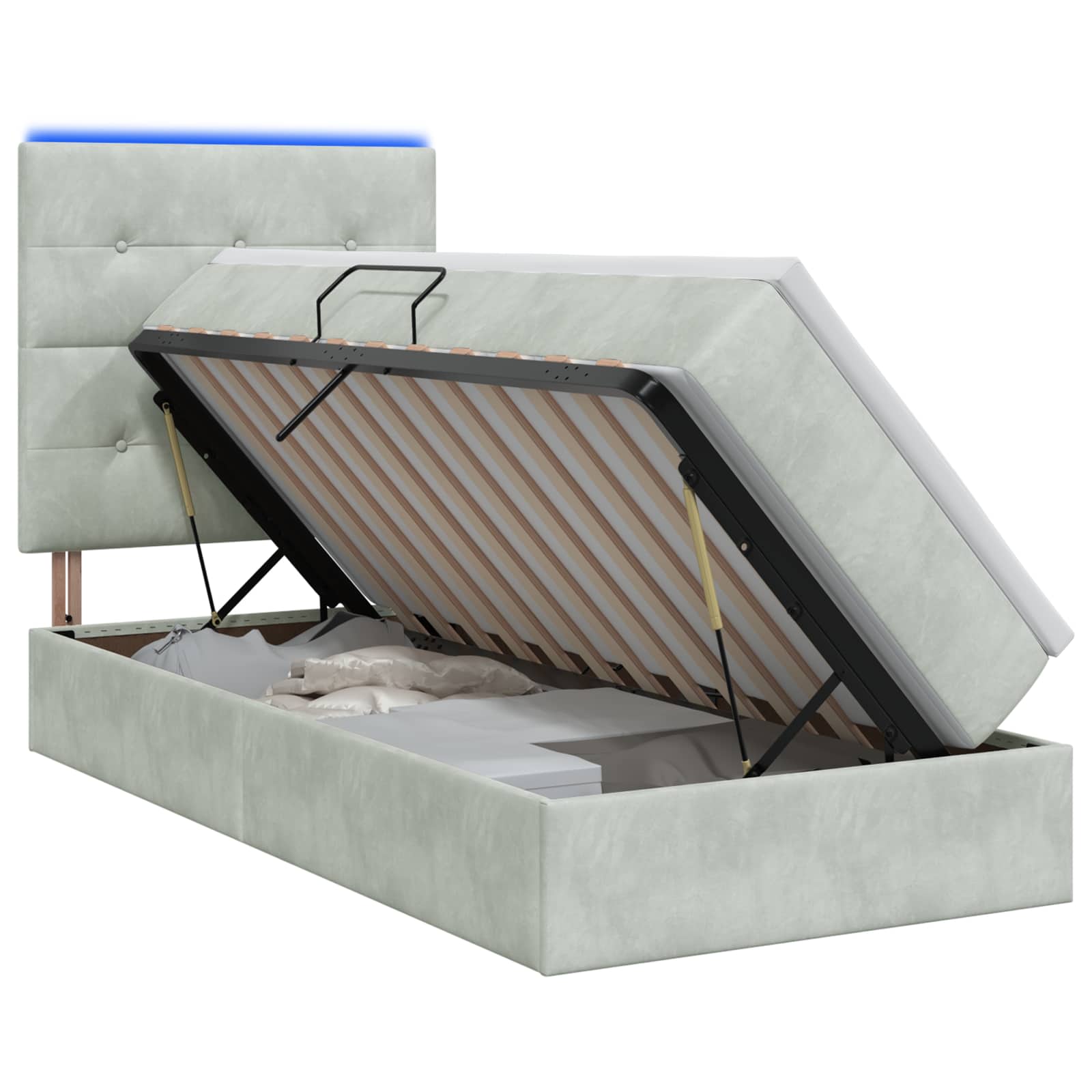 Vidaxl Grau Bett, Modernes Bett (90 X 190 Cm) - Image 2