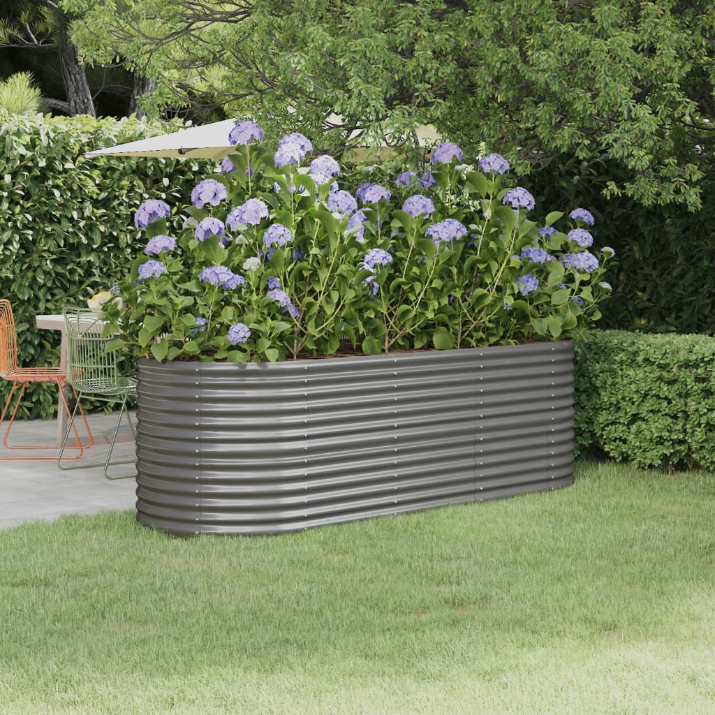 Vidaxl Grau Hochbeet Pulverbeschichteter Stahl 224X80x68 Cm