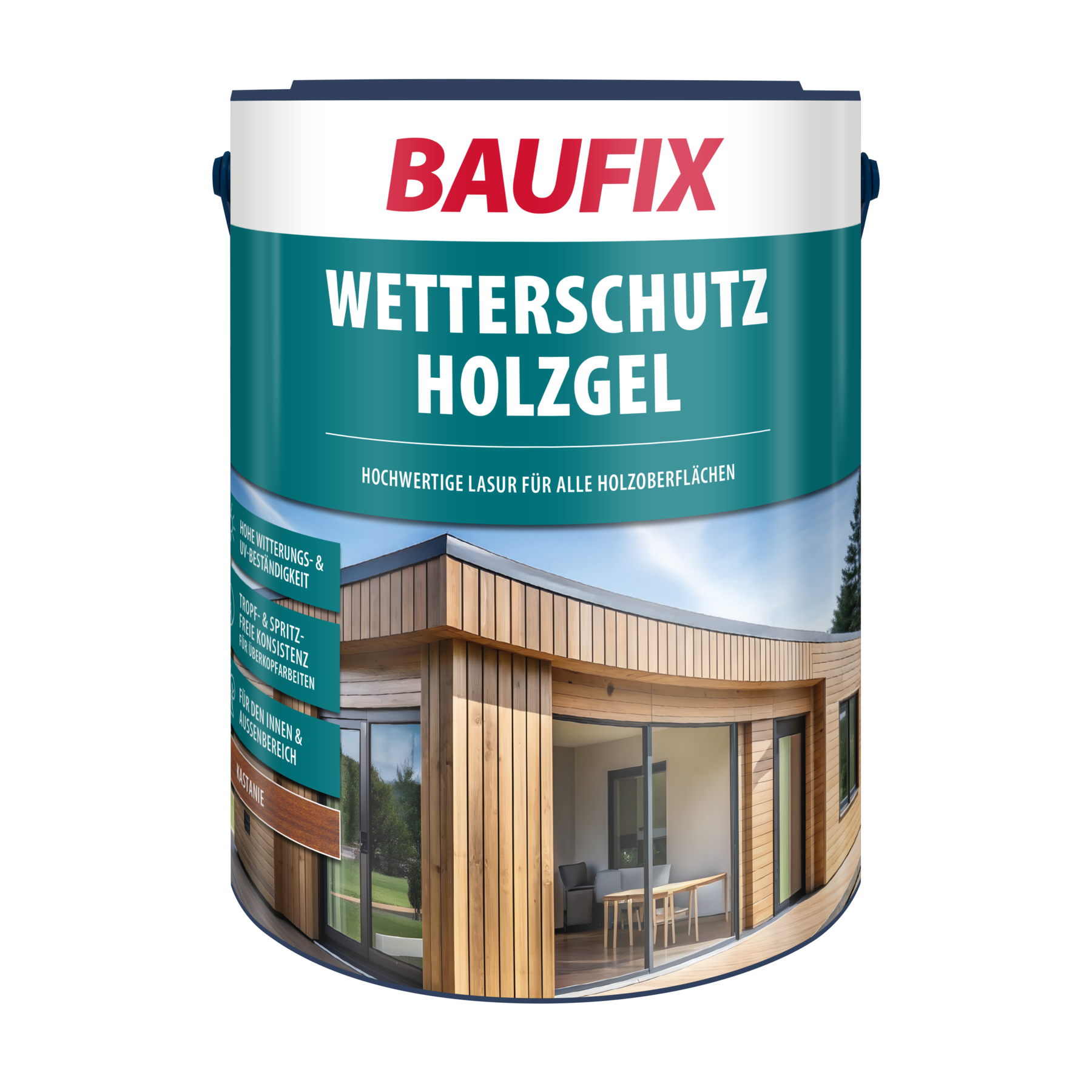 Baufix Wetterschutz-holzgel Kastanie Seidenglänzend, 5 Liter, Holzlasur
