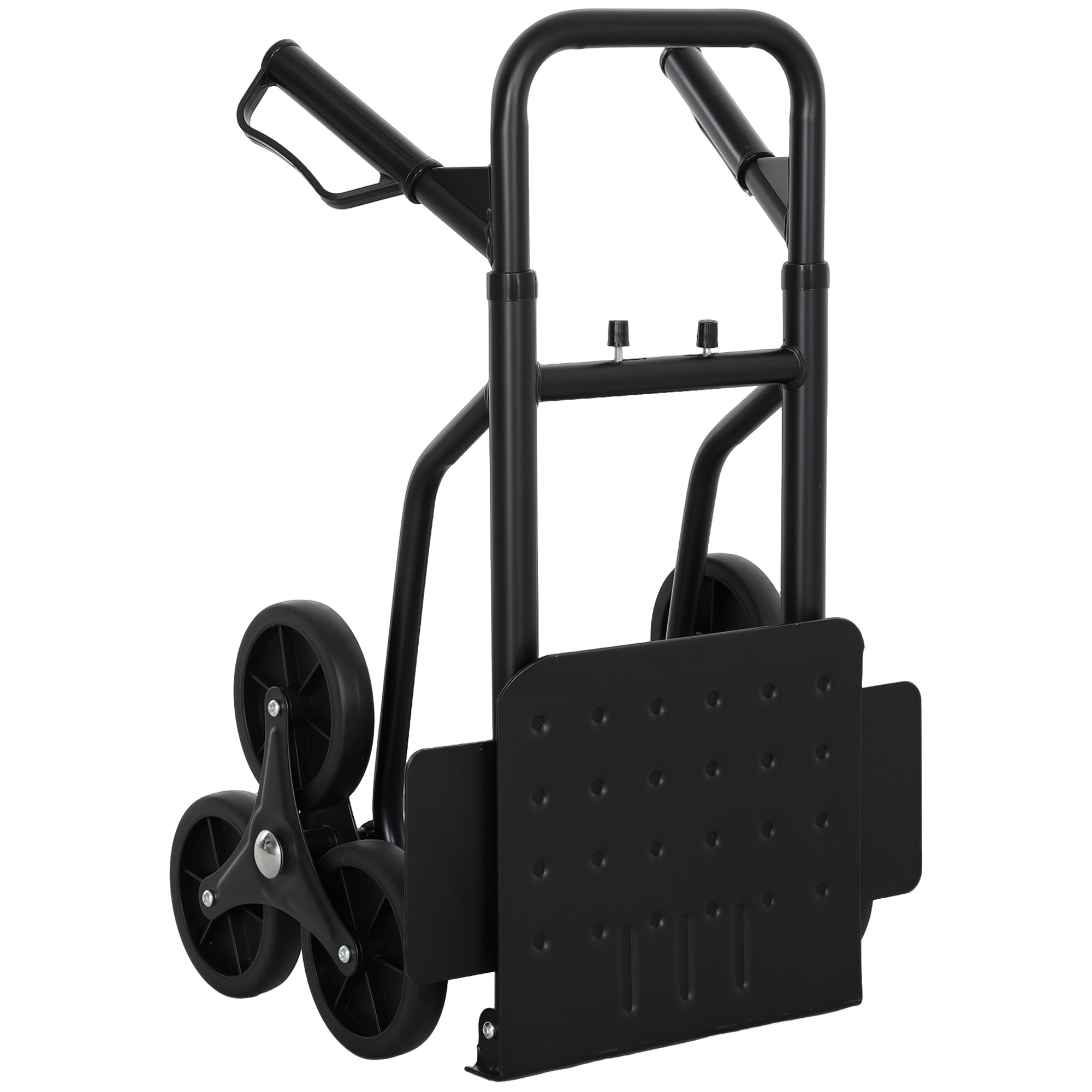Diable d'escalier pliable 6 roues en acier, charge 120 kg, cordes télescopiques, 44x38x106,5 cm, noir