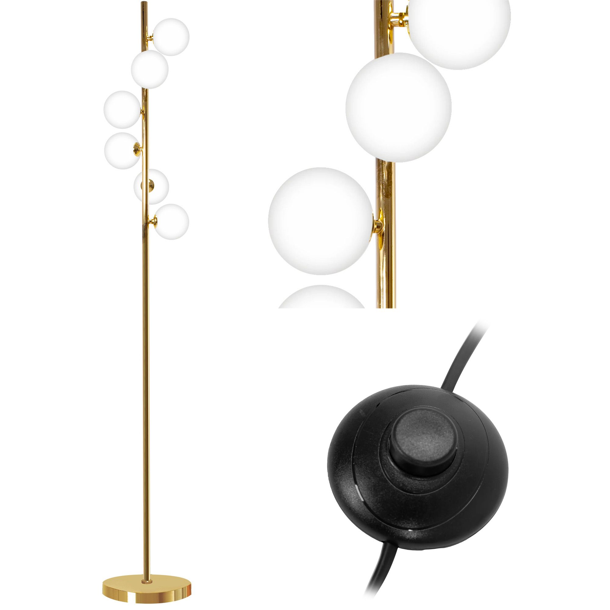 Toolight - Lampadaire App917-6f Noir Or Balle 6-points De Lumière G9