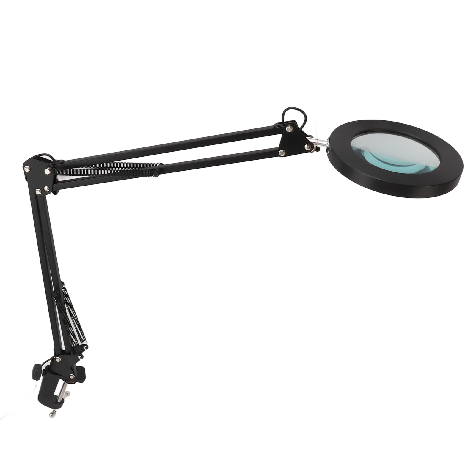 Lampe-loupe de bureau grossissement 10x, 3 modes de couleur, intensité LED réglable, pince de fixation, noire