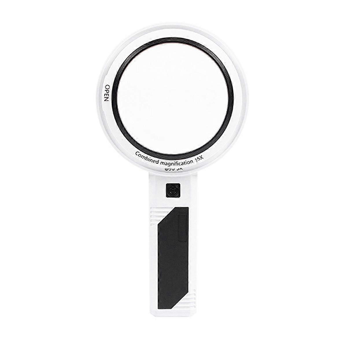 Loupe de poche avec éclairage LED, lentille optique détachable, grossissement 6x/4x/15x, 30 LED, chargement USB