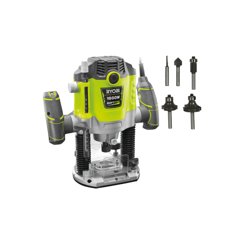 Ryobi - Confezione Router Elettrico Rrt1600-k - 1600w - 254mm - Set Di 5 Frese Miste - Rakrbs5