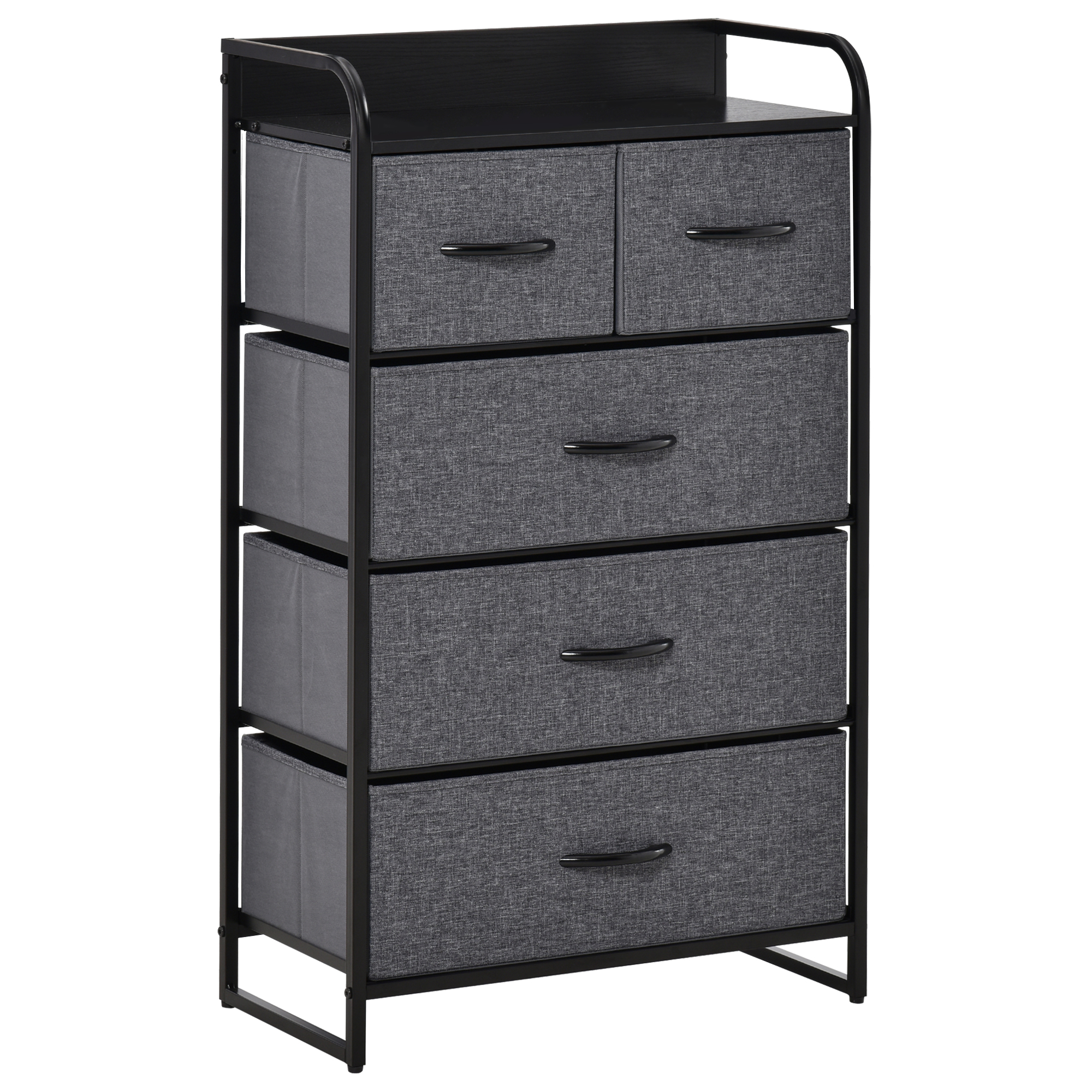 Homcom - Commode Meuble De Rangement 5 Tiroirs Pliables En Tissu 58 X
