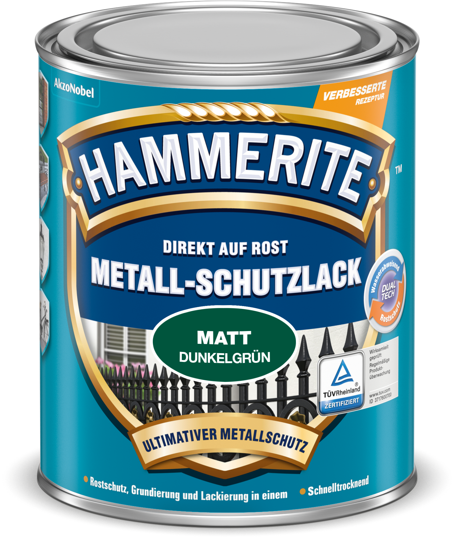 Hammerite Metall Schutzlack Matt Dunkelgrün 750 Ml