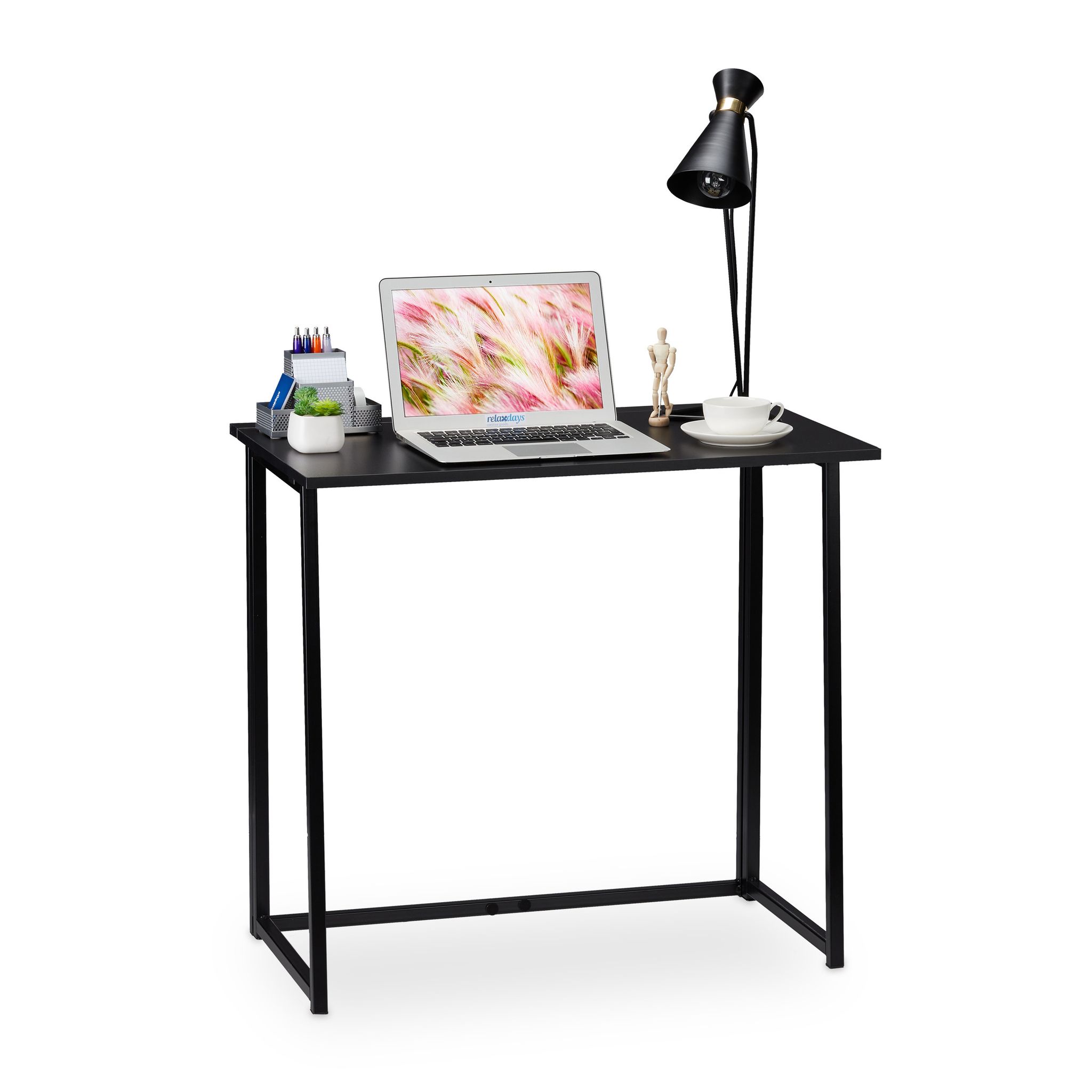 Relaxdays - Schreibtisch Klappbar, Platzsparender Bürotisch Zum Klappen, Home Office, Jugendzimmer, 74, 5x80x45cm, Schwarz