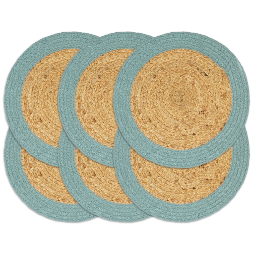 Vidaxl Tischsets 6 Stk. Natur Und Grün 38 Cm Jute Und Baumwolle