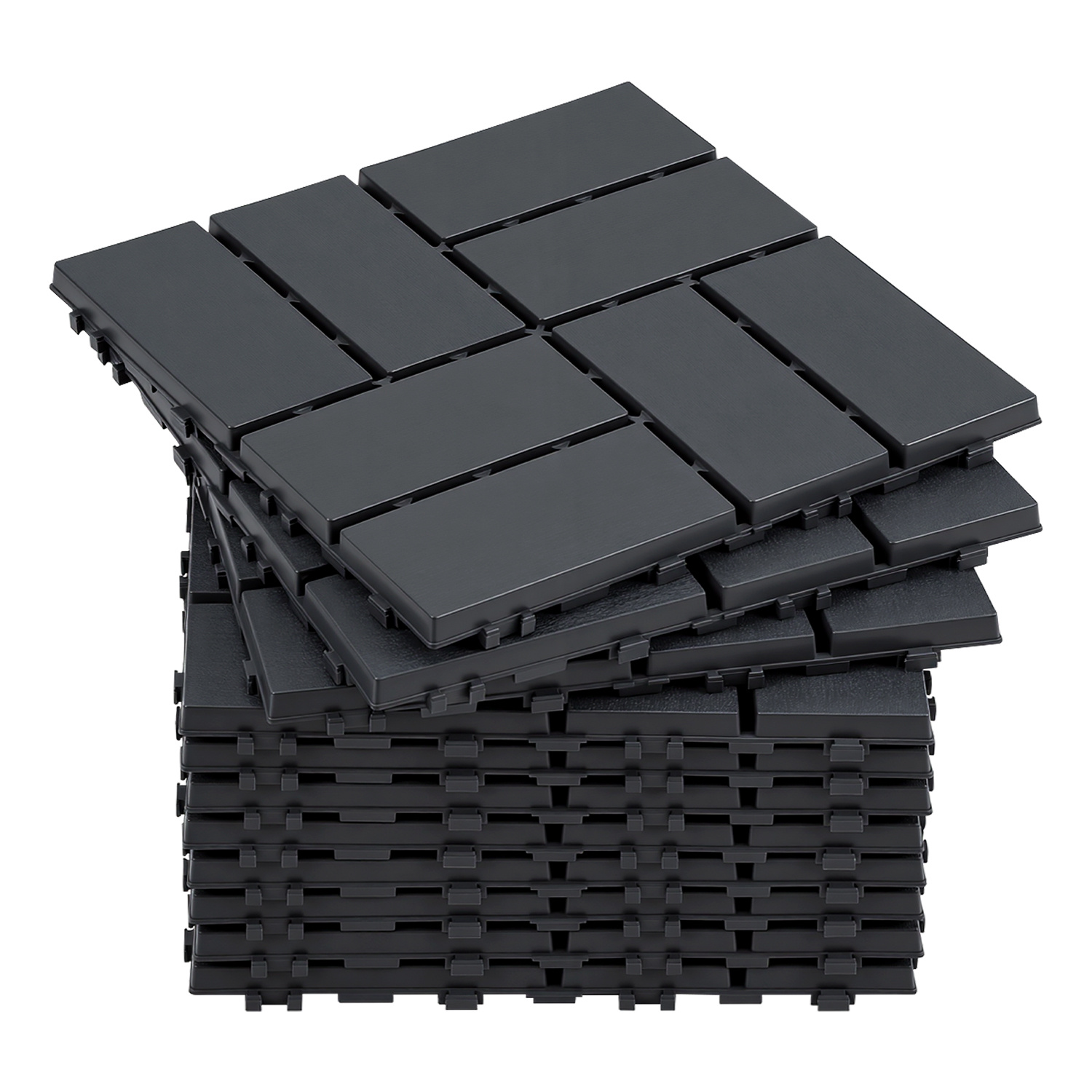 Randaco Set Di 88 Piastrelle Per Terrazza 8 M², 30 X 30 Cm 8 Listelli, Piastrelle In Plastica, Piastrelle A Incastro Antracite