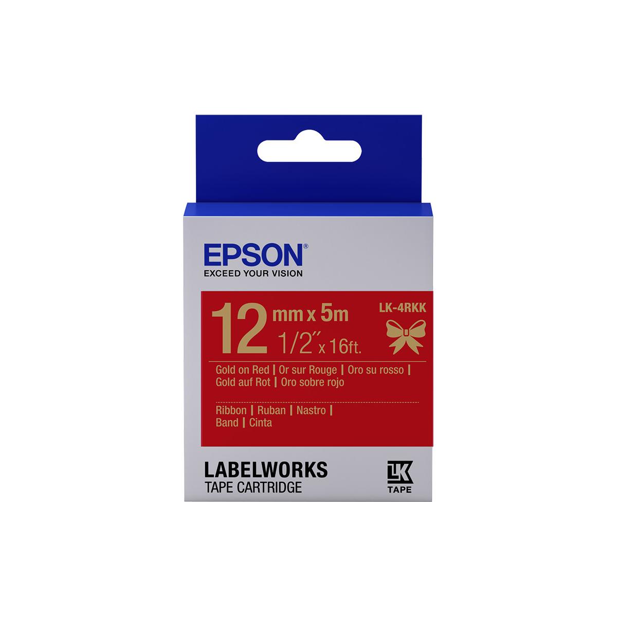 Epson Schriftband Lk-4Rkk Satinband 12Mmx5m Gold/Rot C53s654033 - Image 4