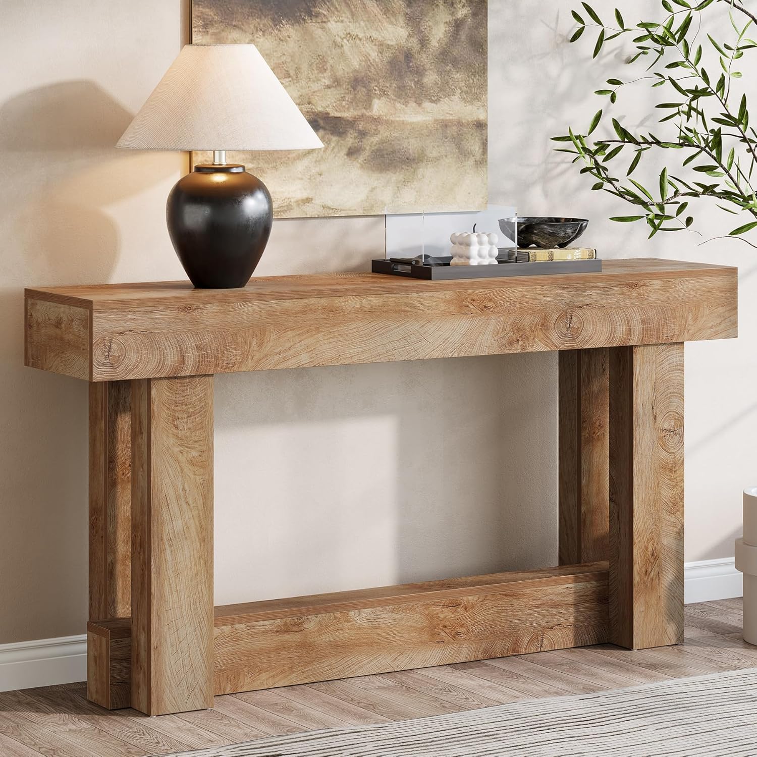 Tribesigns – Table Console Rectangulaire 160 Cm – Bois De Ferme Brun