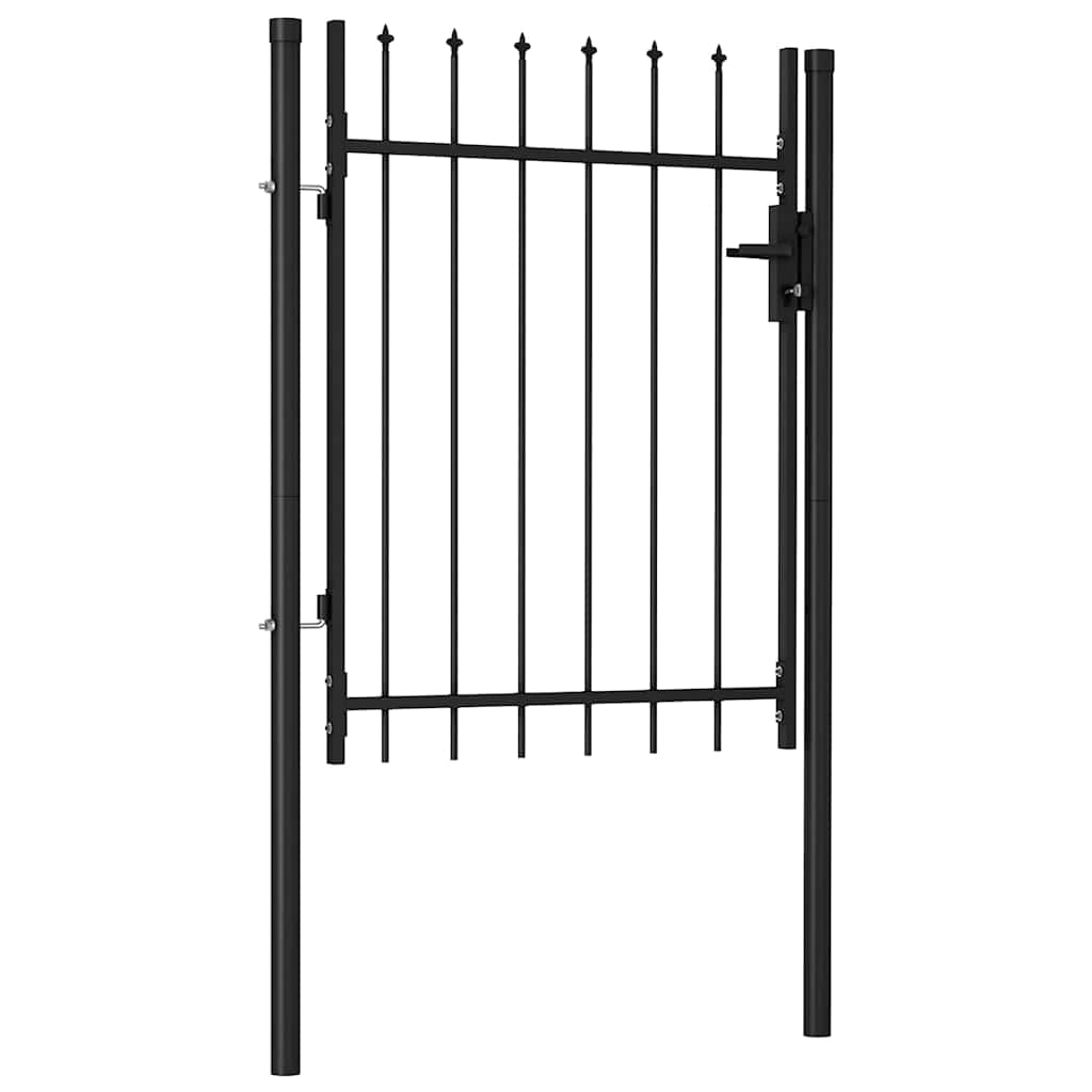 Fence Gate Boxtel Single Door With Spike Top Steel 1x1.2 M Black Vidaxl