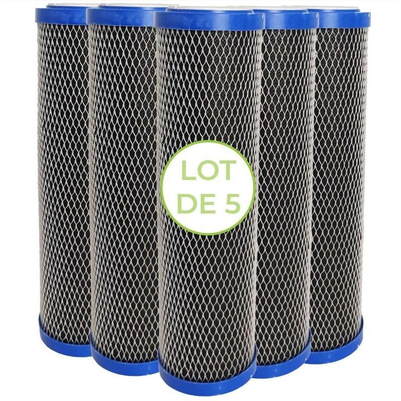 Odipie - Confezione Da 5 Cartucce Filtro Acqua 2 In 1 Da 10 Pollici - Filtro A Carbone Attivo Da 5 Micron + Anti-sedimenti