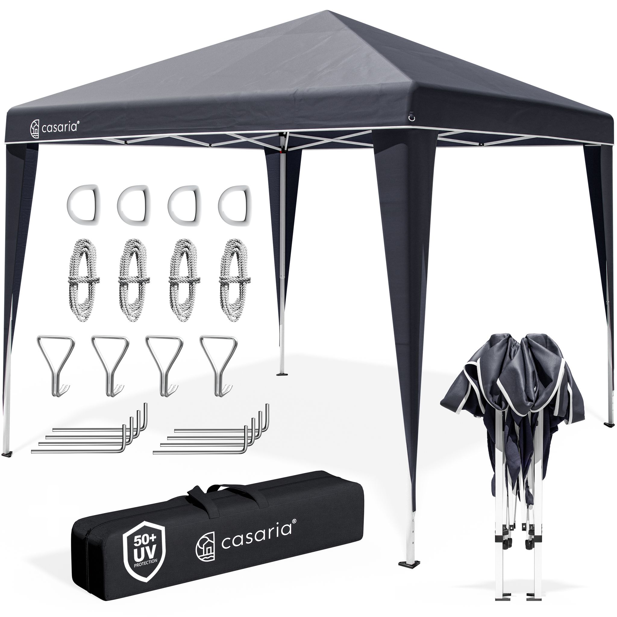 Casaria® Pavillon Capri 3x3m Pop-up Uv-schutz 50+ Wasserdicht Winterfest Mit Tasche Faltbar Stabil Camping Garten Faltpavillon Partyzelt Anthrazit