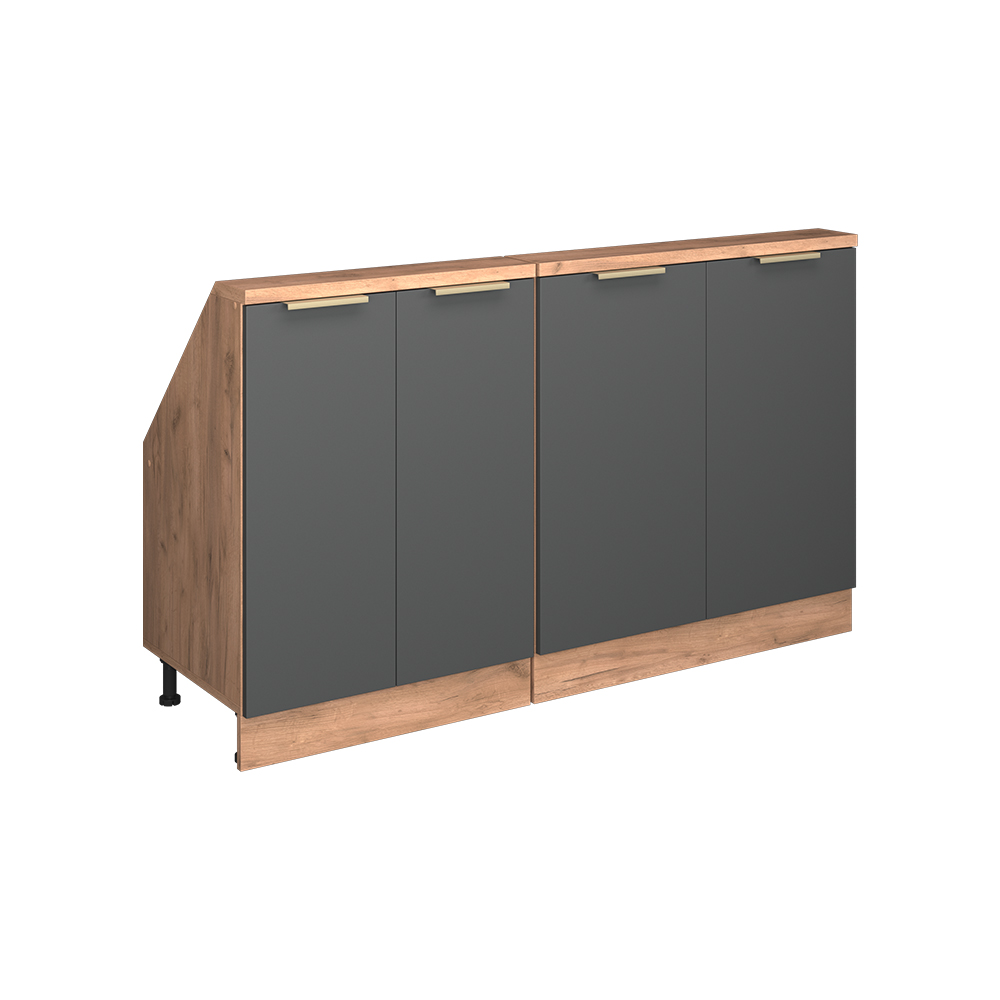 Dachschrägenschrank-set Rion, Anthrazit-gold, 140 Cm 2er Set, Vicco