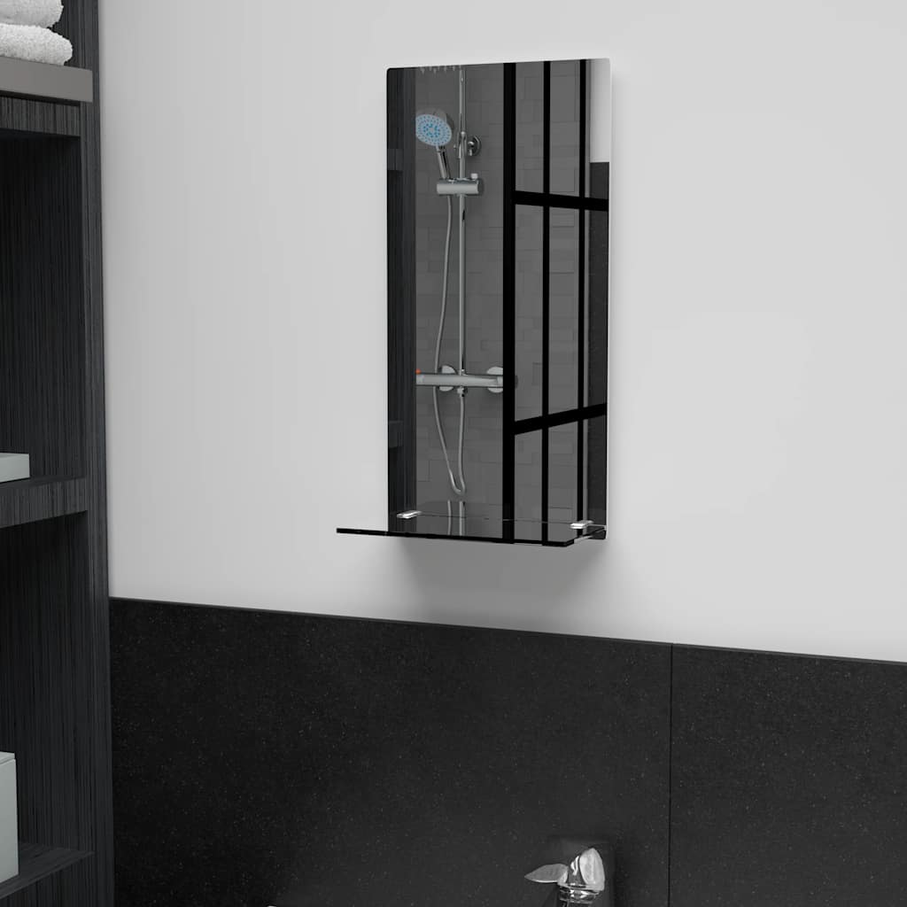 Wall Mirror With Shelf 20x40 Cm Tempered Glass Vidaxl