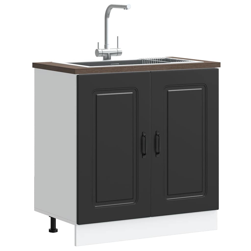 Vidaxl - Meuble Bas Pour Évier Kalmar Noir 80x46x81,5 Cm Bois Ingénierie