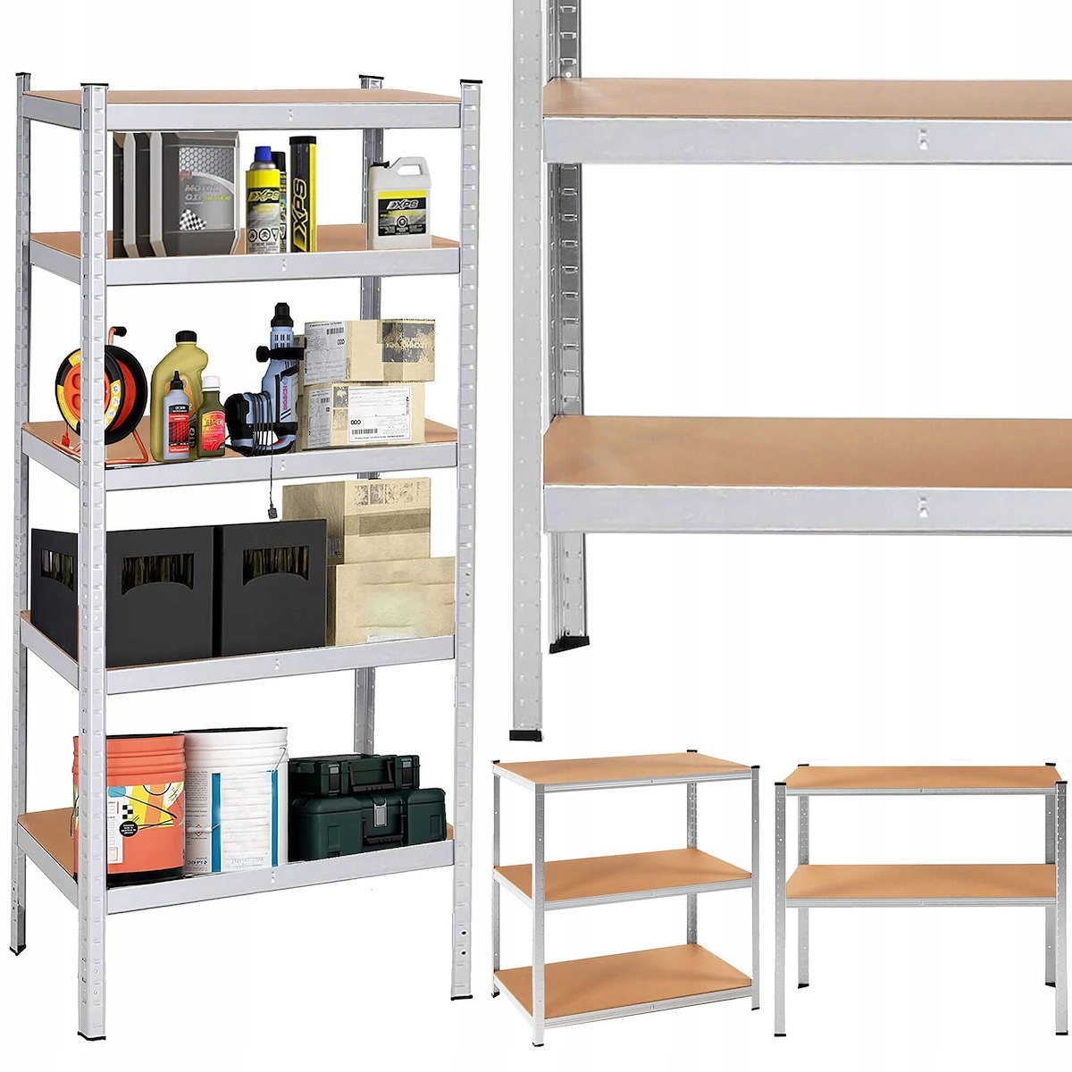 Springos Lagerregal 180x100x60 Cm Metallisch Garagenregal Einpressbar Mit Böden 1000kg