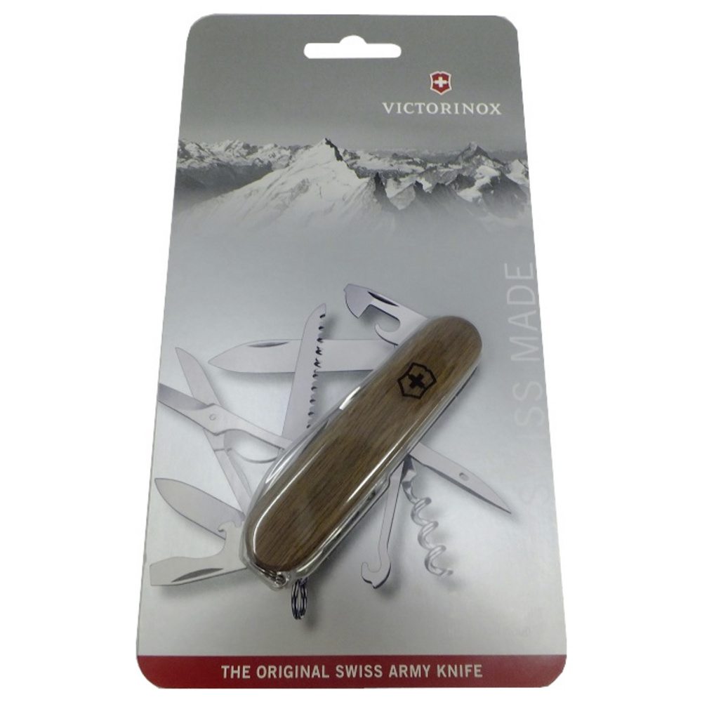 Victorinox Schweizer Taschenmesser Huntsman Wood, Multitool mit 13 | Elegantes Taschenmesser aus Nussbaumholz mit Holzsäge, Schere und Klinge für Camping und Outdoor. Swiss Made - Bild 4