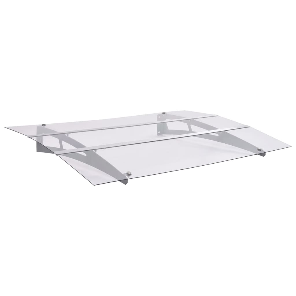 Vidaxl Türvordach Silbern Und Transparent 150X90 Cm Pet 331884 8719883564654