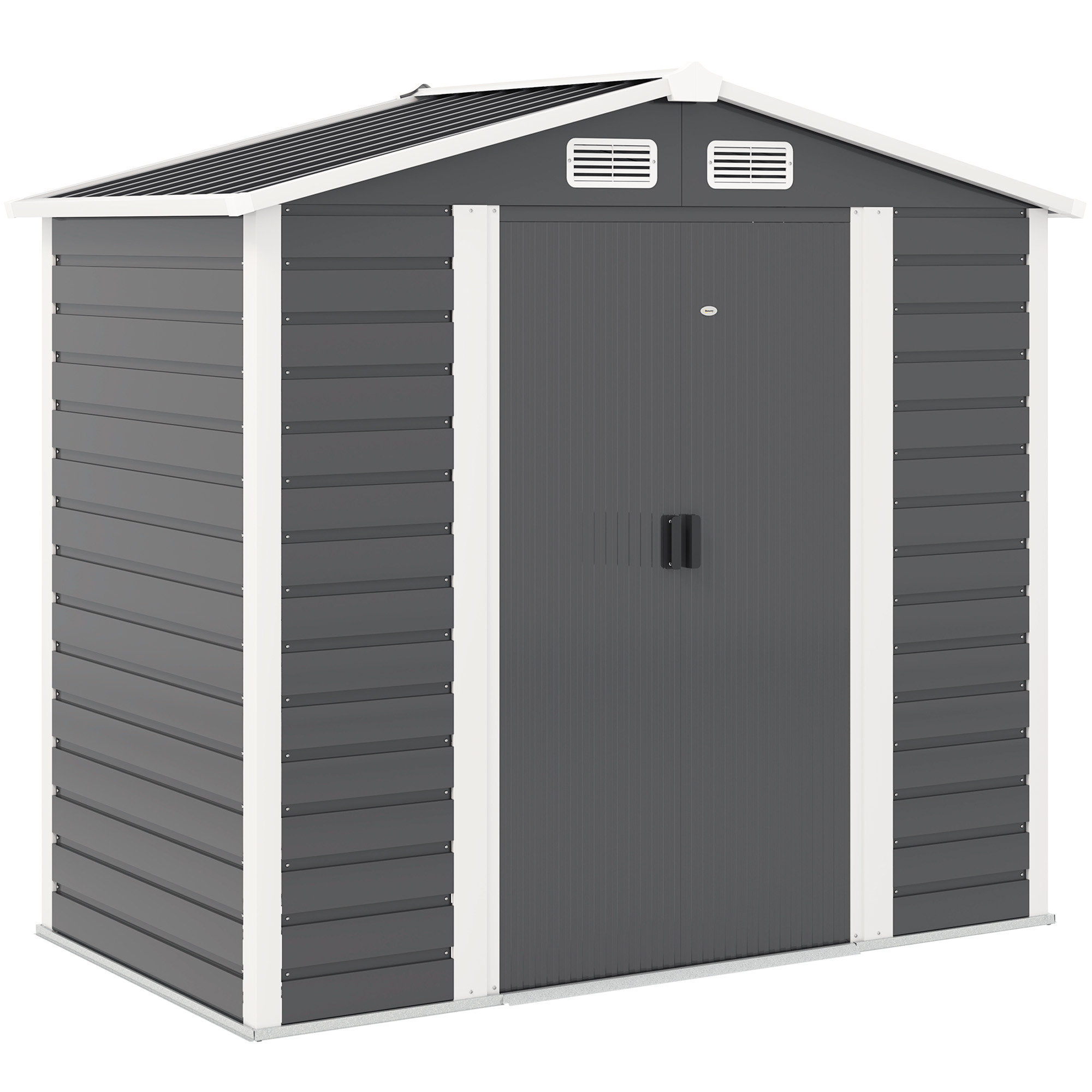 Giordanoshop - Casetta Box Da Giardino Porta Attrezzi 213x120x166-194 Cm Con Porte Scorrevoli E Lucchetto Con Chiavi In Metallo Grigio Scuro GIORDANOSHOP