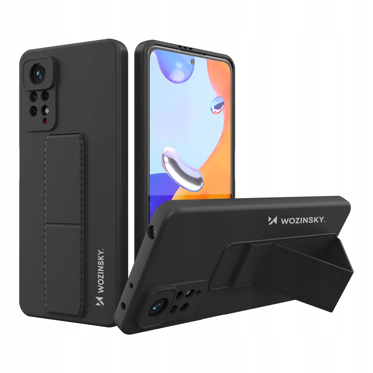 Wozinsky Kickstand Case Silicone Case with Stand Case for Xiaomi Redmi Note 11 Pro Black - Bild 3