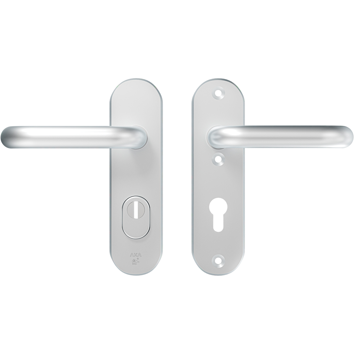 Axa Sicherheitstürbeschlagset - Oval Plus - Türgriff Aus Aluminium - Knauf/griff - Pc72 Mit Kernzugsicherung